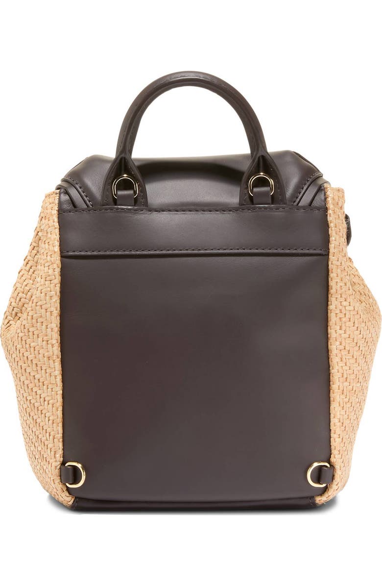 Cole Haan Alexandria Small Backpack, Alternate, color, Natural Raffia /Dark Chocolate