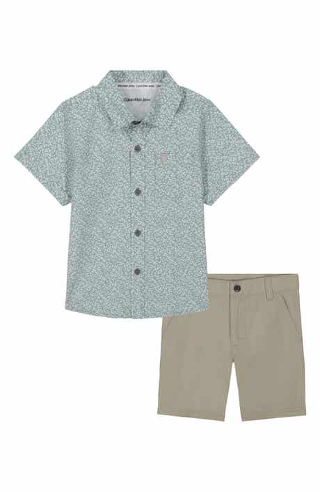 Calvin Klein Kids' Short Sleeve Button-Up Shirt & Shorts Set