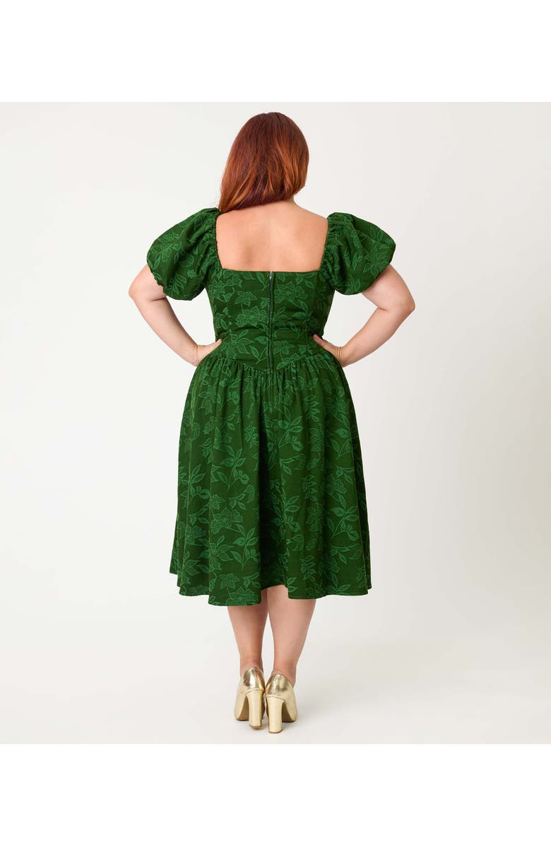 Smak Parlour Plus Size Puff Sleeve Swing Dress, Alternate, color, Green Floral