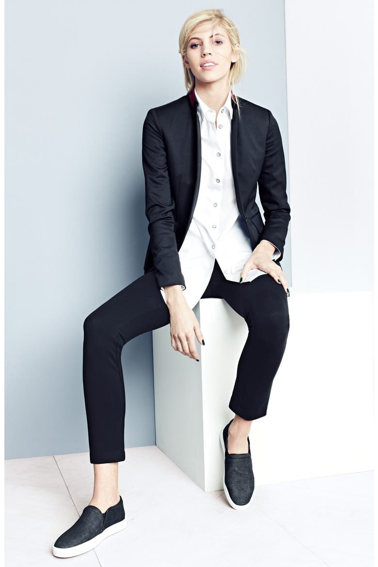 'Archer' One-Button Wool Blend Blazer, Alternate, color, BLACK