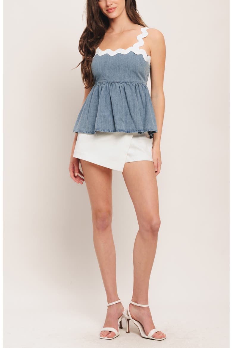 Rickrack Cotton Peplum Top, Alternate, color, LIGHT INDIGO