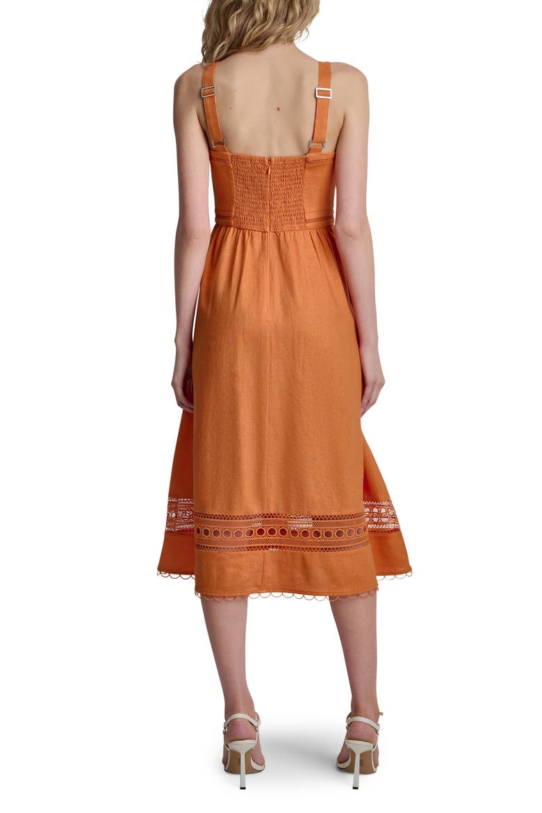 Eyelet Embroidery Linen Blend A-Line Dress, Alternate, color, AMBERGLOW