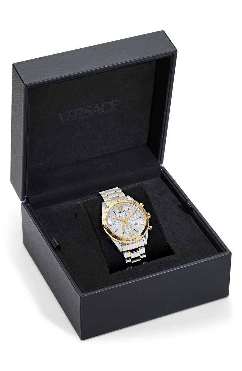 Versace V-Code Chronograph Bracelet Watch, 41mm, Alternate, color, Two Tone