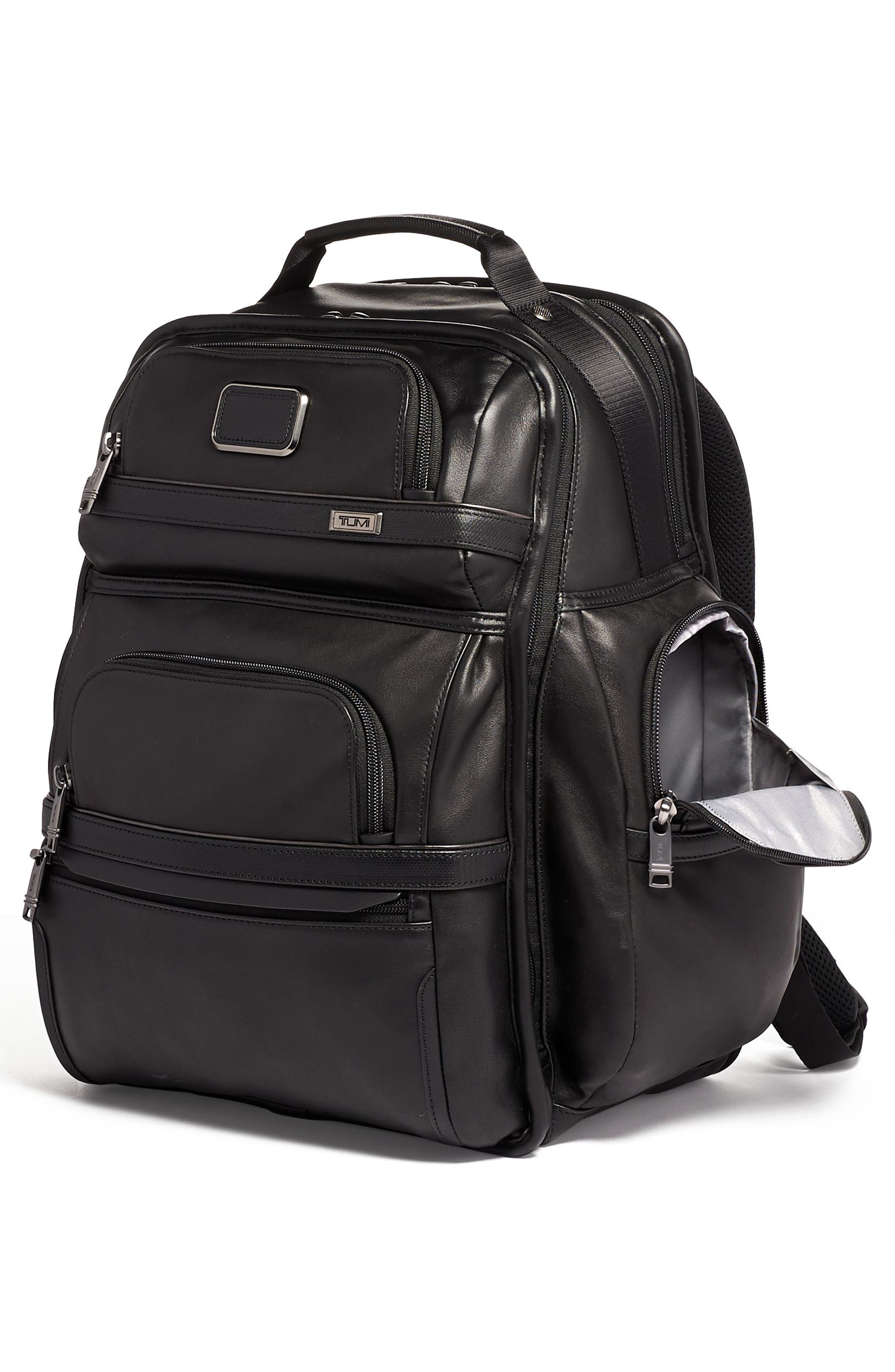 TUMI Alpha 3 Collection Leather Laptop Brief Pack, Alternate, color, 