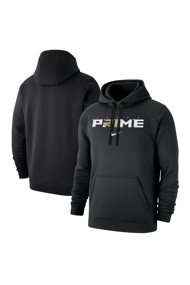 Men's Nike Deion Sanders Black Coach Prime Club Fleece Pullover Hoodie, Main, color, Black