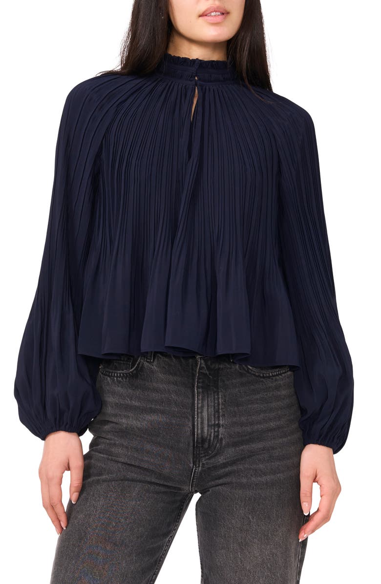 1.STATE Release Pleat Long Sleeve Top, Main, color, Midnight Sky