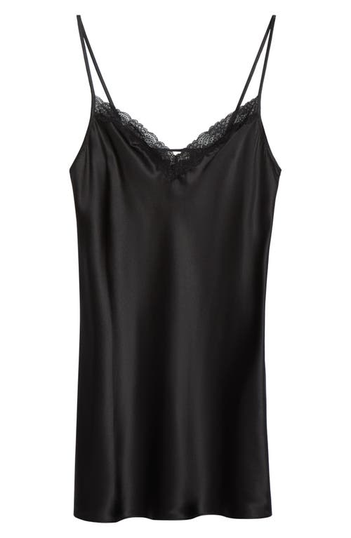 Etam Milky Lace Trim Washable Silk Camisole In Black
