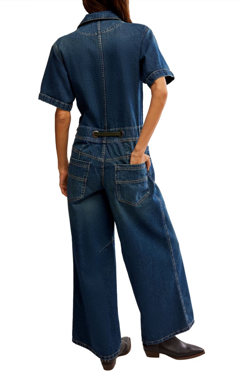 Free People Edison Wide Leg Denim Jumpsuit, Alternate, color,