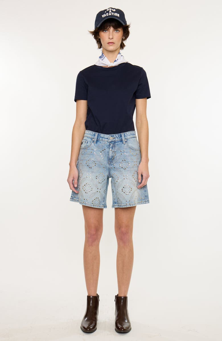 KanCan Mura 90s Low Rise Boy Shorts, Alternate, color, Medium Wash