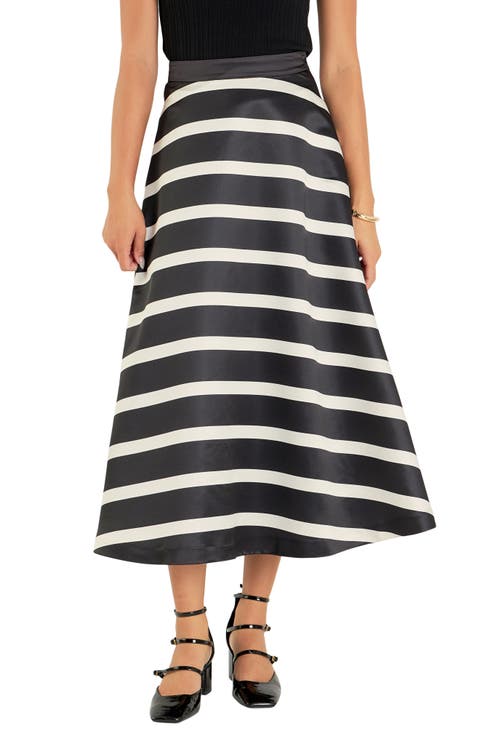 Stripe Midi A-Line Skirt