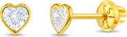In Season Jewelry 14k Bezel Cubic Zirconia Heart Earrings