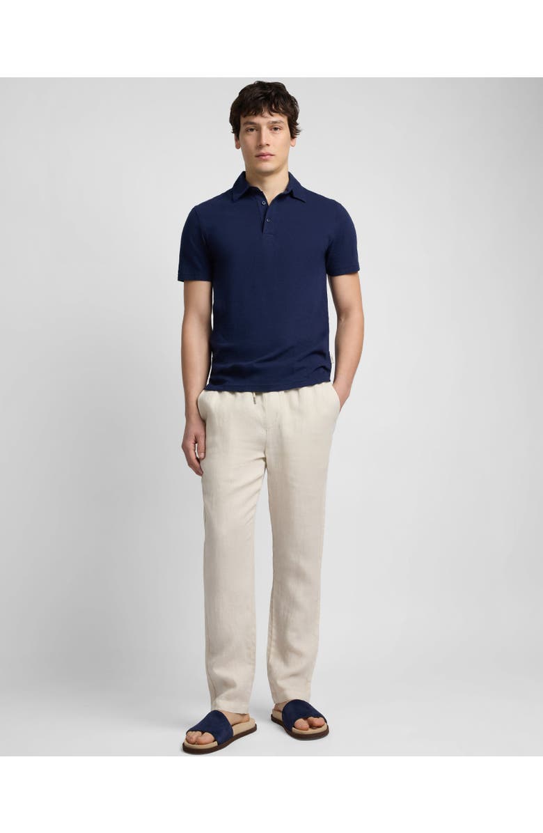 Onia Stretch Linen Jersey Short Sleeve Polo, Alternate, color, Midnight