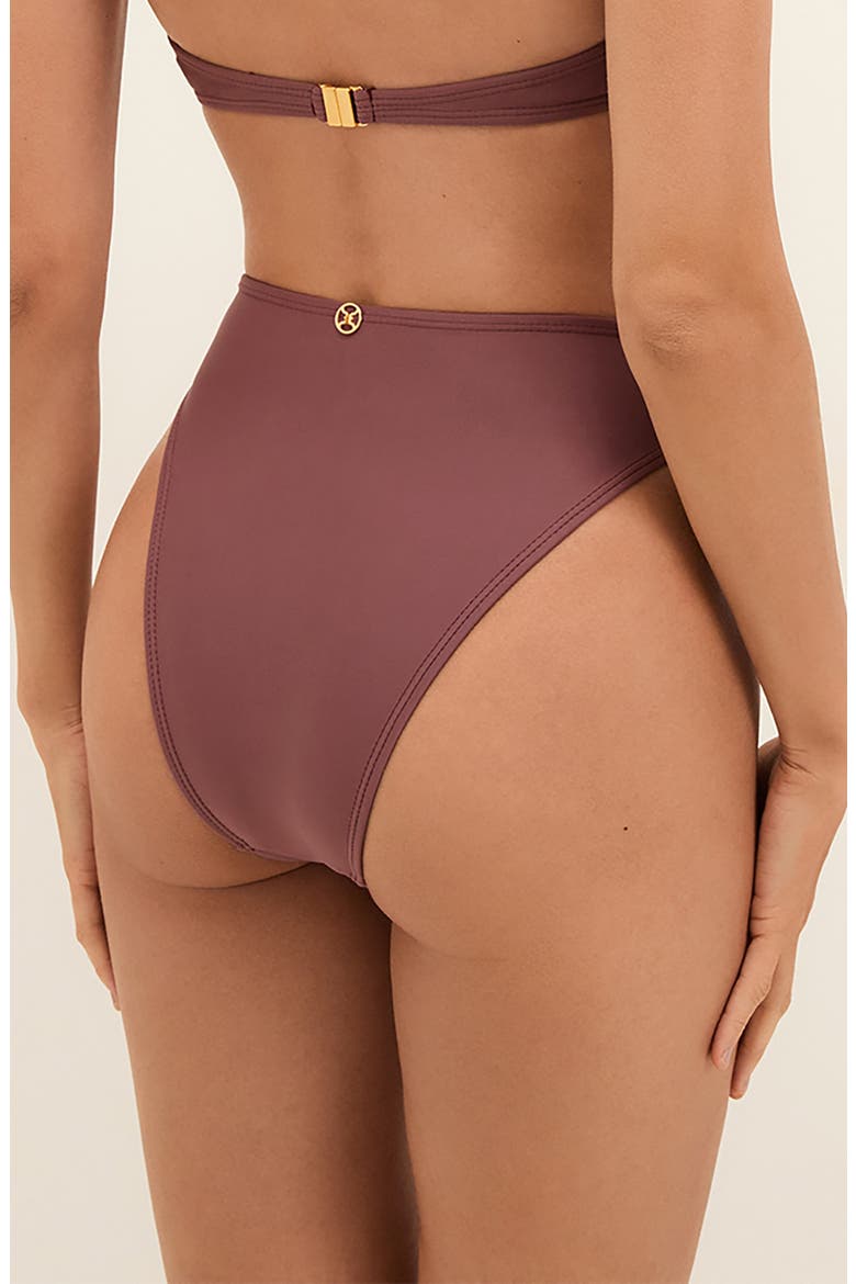 Bessie Hardware Detail High Waist Bikini Bottoms, Alternate, color, PURPLE