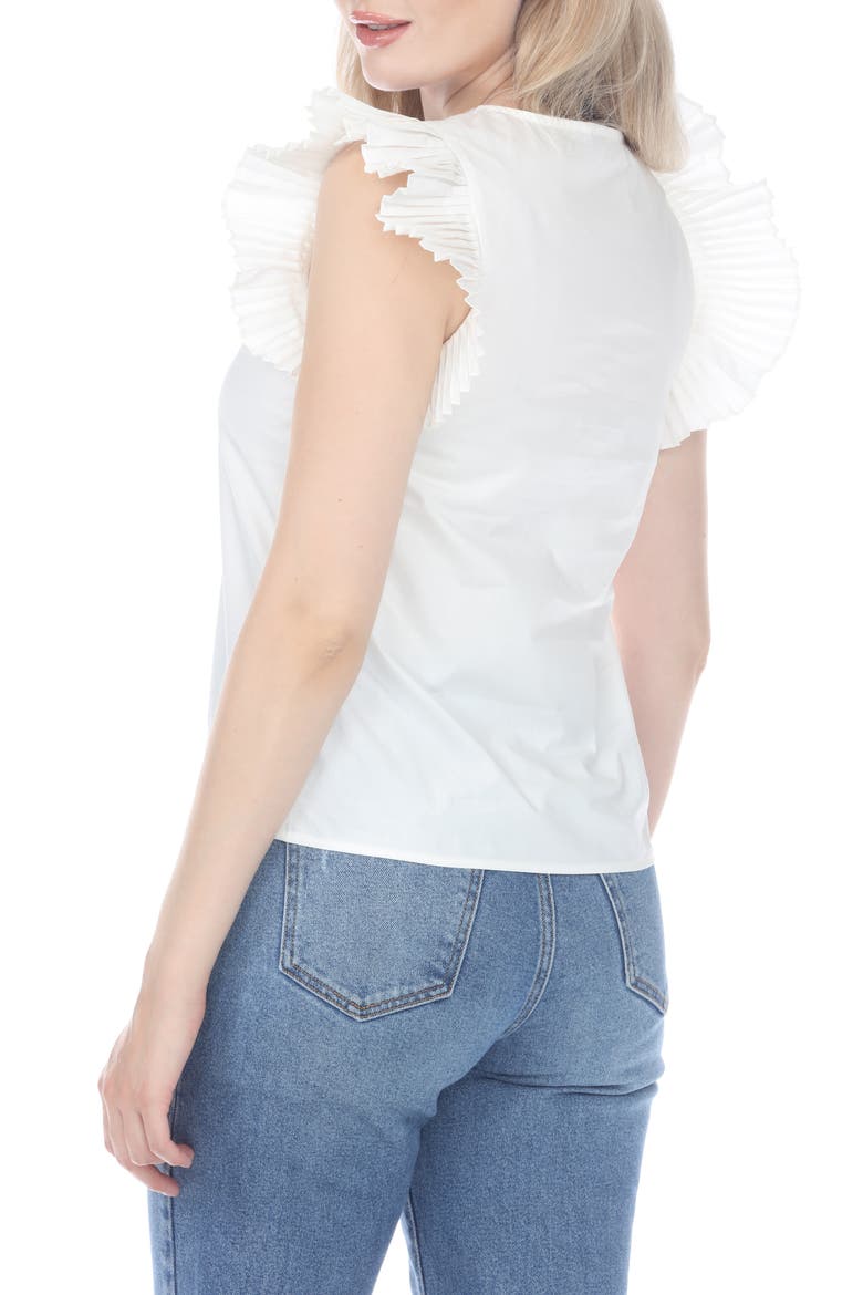 Embroidered Ruffle Sleeve Top, Alternate, color, WHITE