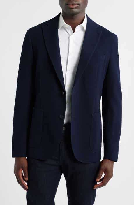 BOSS Hanry Slim Fit Navy Stretch Wool & Cotton Sport Coat