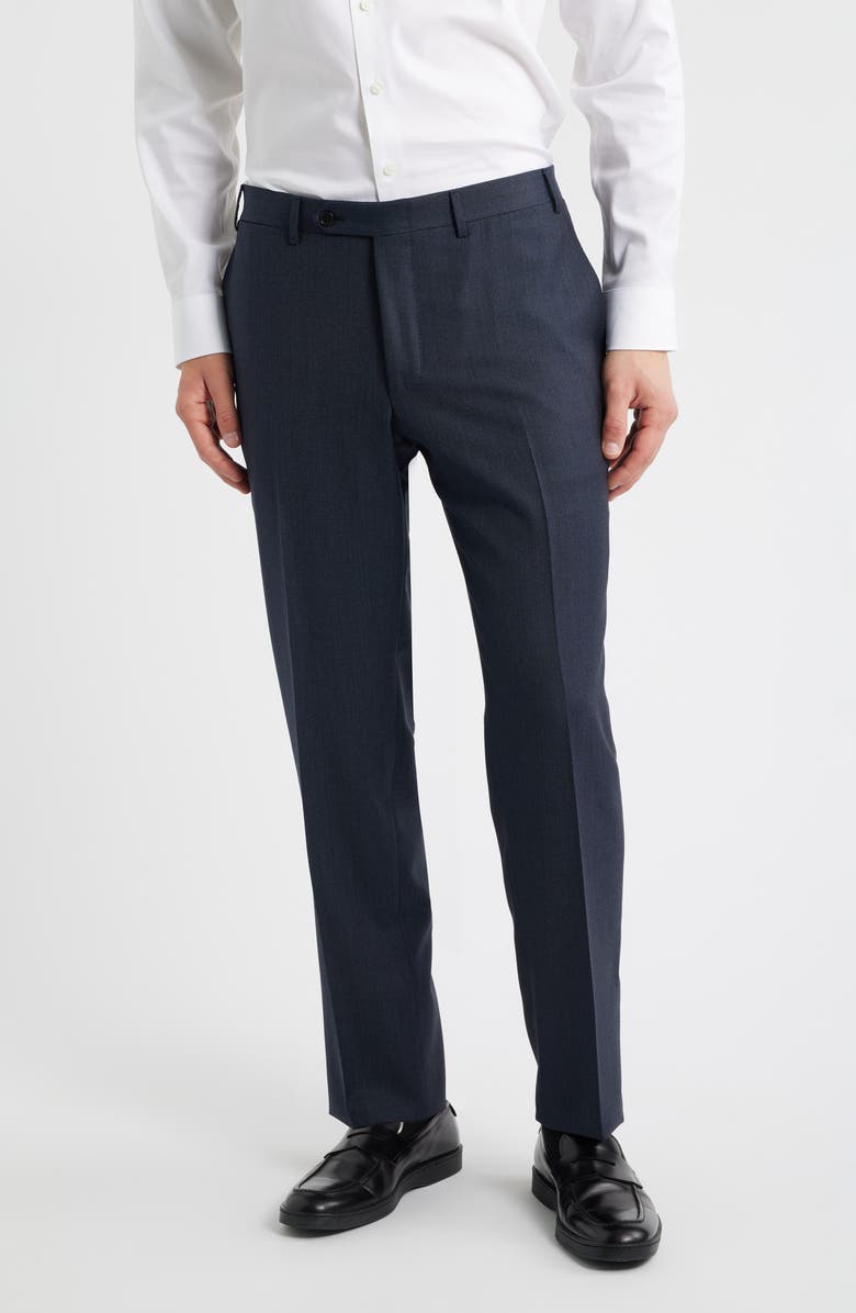 Canali Siena Regular Fit Super 130s Wool Solid Dress Pants, Main, color, Navy