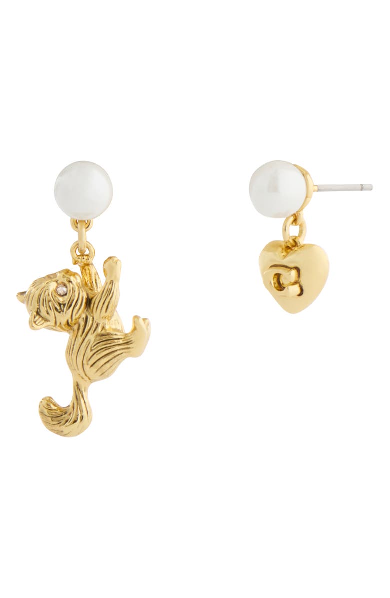 COACH Cat Faux Pearl Mismatch Drop Earrings, Main, color, 