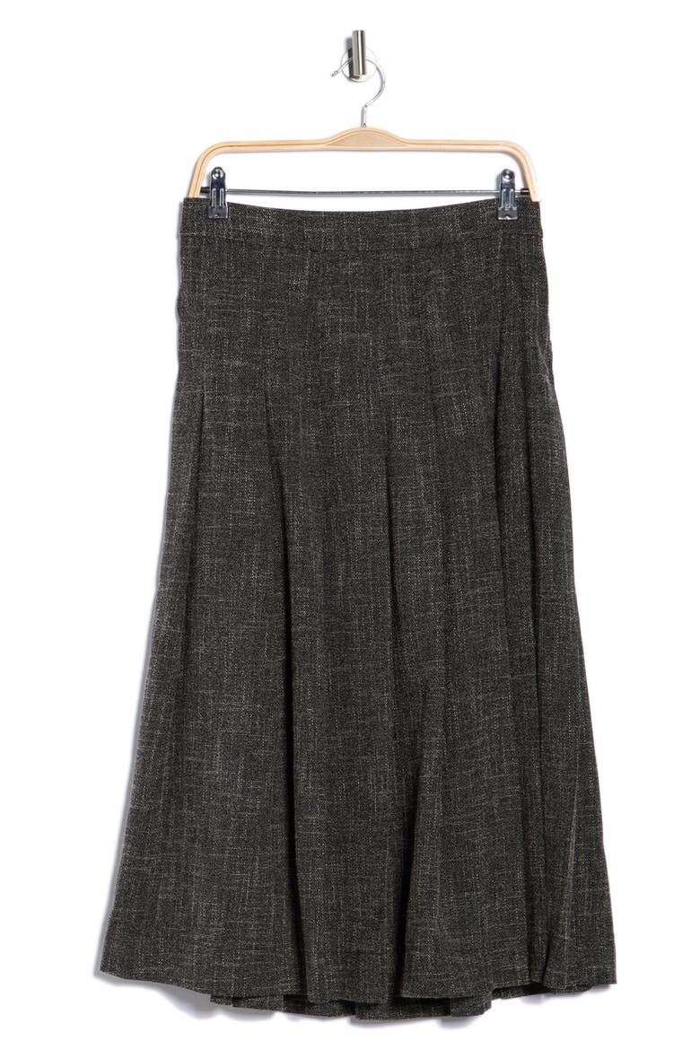 Pleated Midi Skirt, Alternate, color, BLACK MELANGE