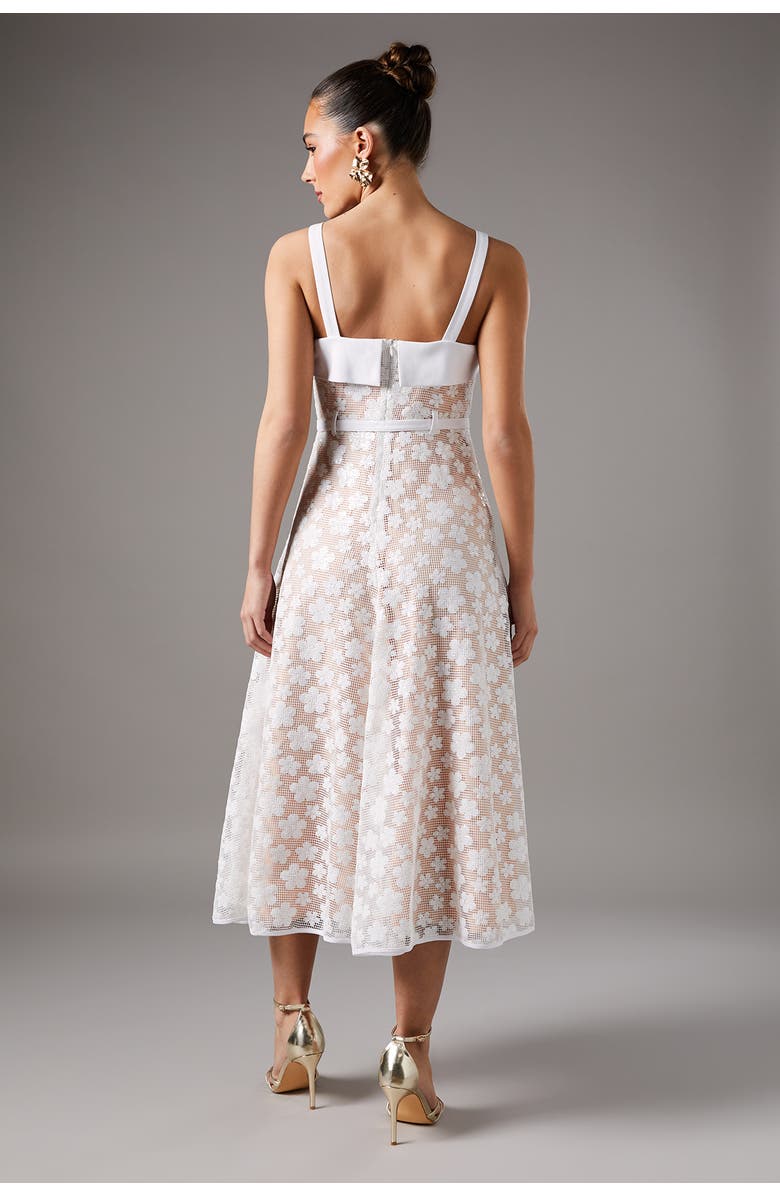 Coast Mesh Sequin Belted Midi Dress, Alternate, color, White