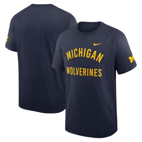 Men's Nike Navy Michigan Wolverines Ready Raglan Premium Performance T-Shirt
