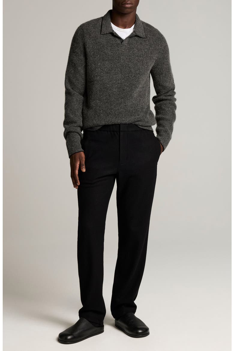 Thermal Knit Boiled Cashmere Sweater, Alternate, color, BLACK/ MED H GREY