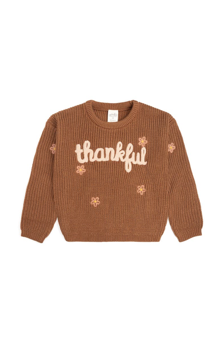 Sweet Wink Thankful Thanksgiving Knit Sweater, Main, color, Rust