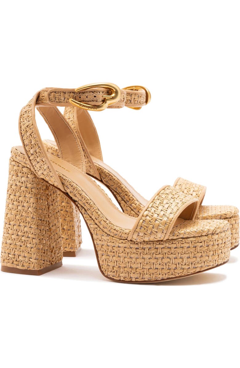 Larroudé Dolly Verona Sandal, Alternate, color, Beige Leather And Raffia