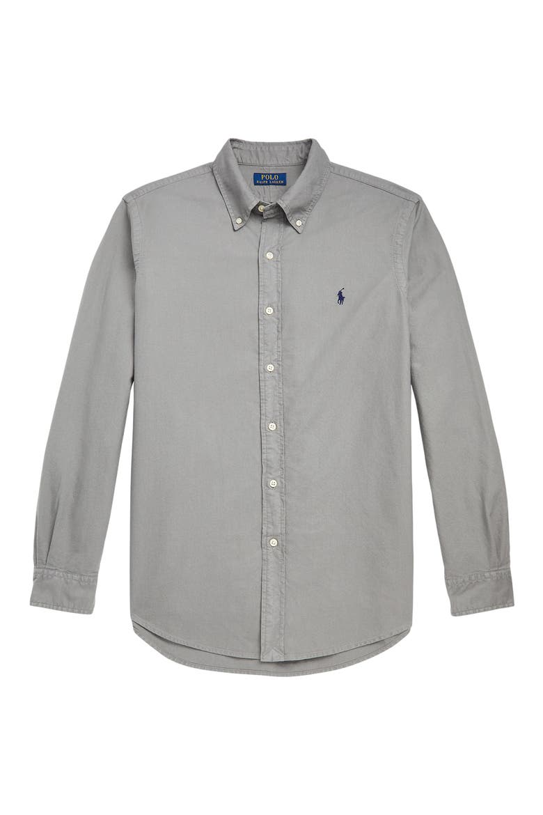 Classic Fit Garment Dyed Cotton Button-Up Shirt, Alternate, color, GREY