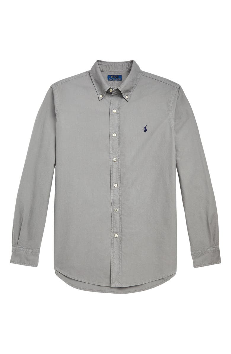 Polo Ralph Lauren Classic Fit Garment Dyed Cotton Button-Up Shirt, Alternate, color, Grey