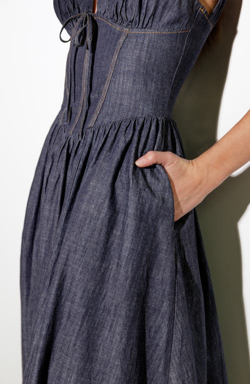 Freemarket Sleeveless Woven Midi Dress In Dark Denim