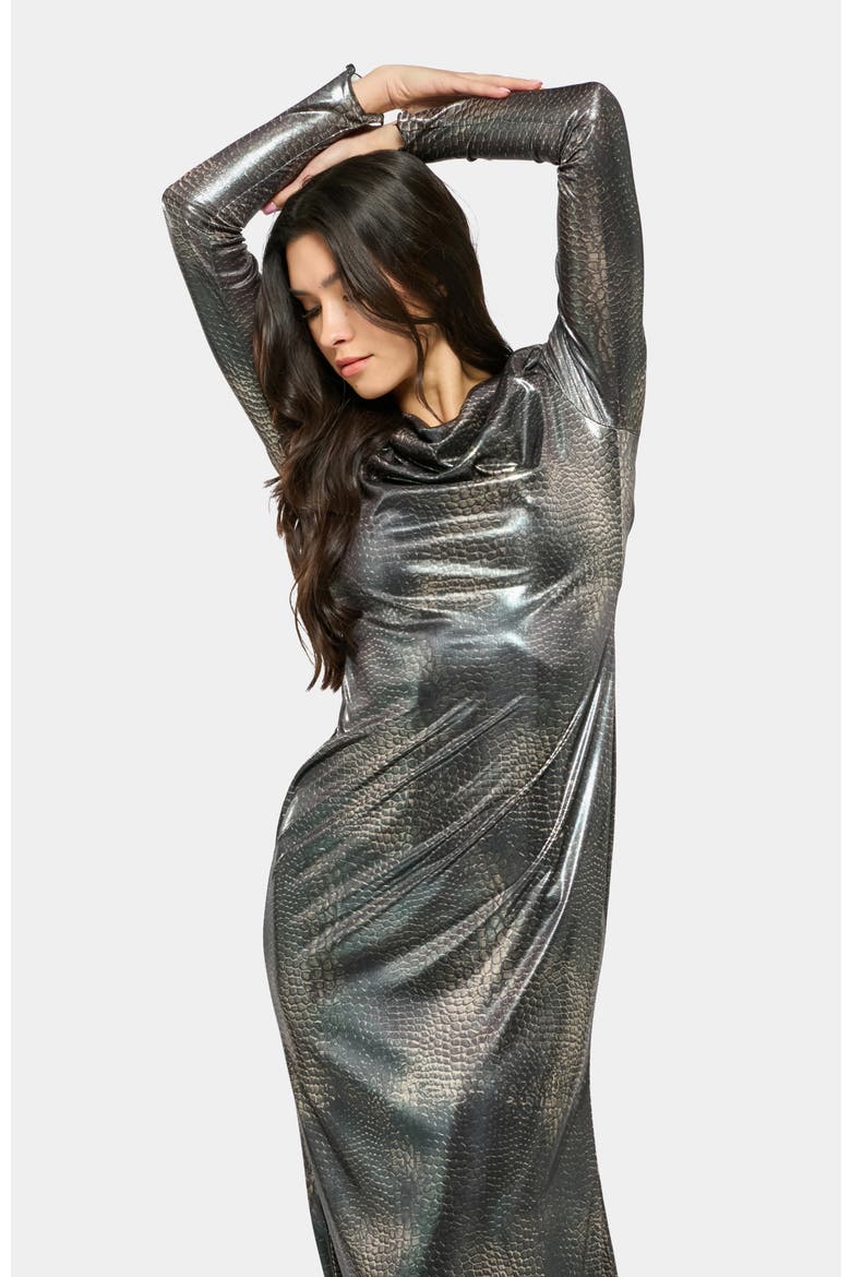 Alasia Dress, Alternate, color, Silver Print