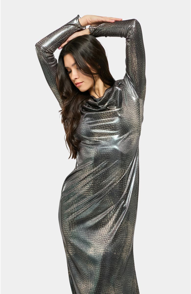 Daska Alasia Dress, Alternate, color, Silver Print