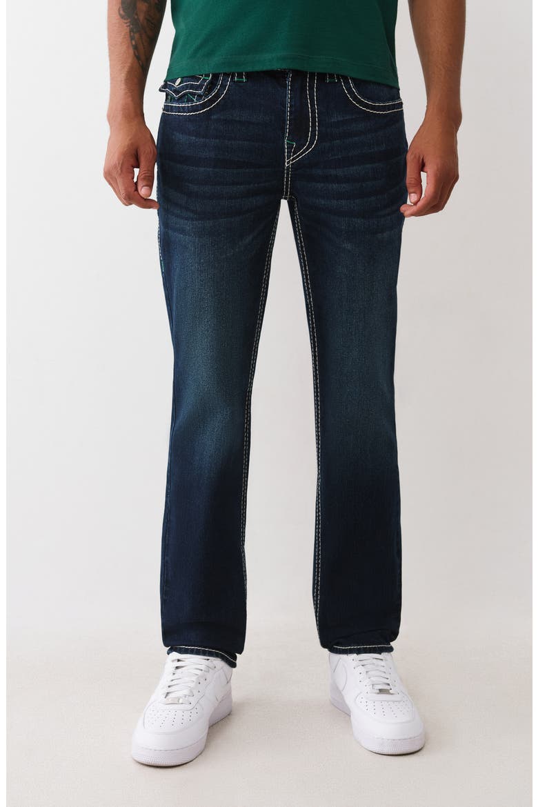 Geno Big T Flap Pocket Slim Jeans, Main, color, DARK MAHOGANY WOOD WASH