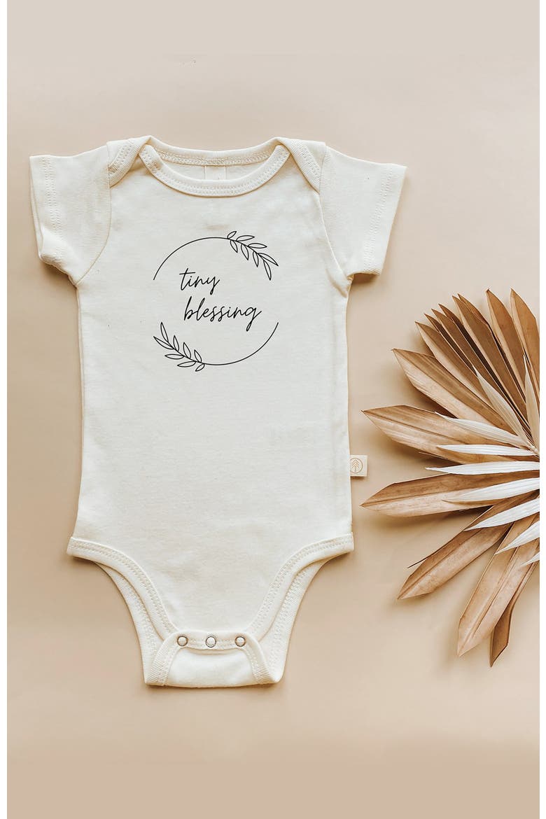 Tiny Blessing Organic Baby Bodysuit, Alternate, color, Natural Black Lettering
