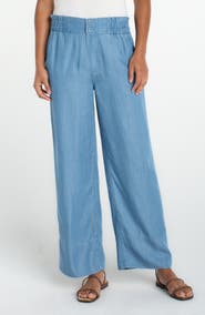 Liverpool Los Angeles Cinch Waist Wide Leg Denim Pants