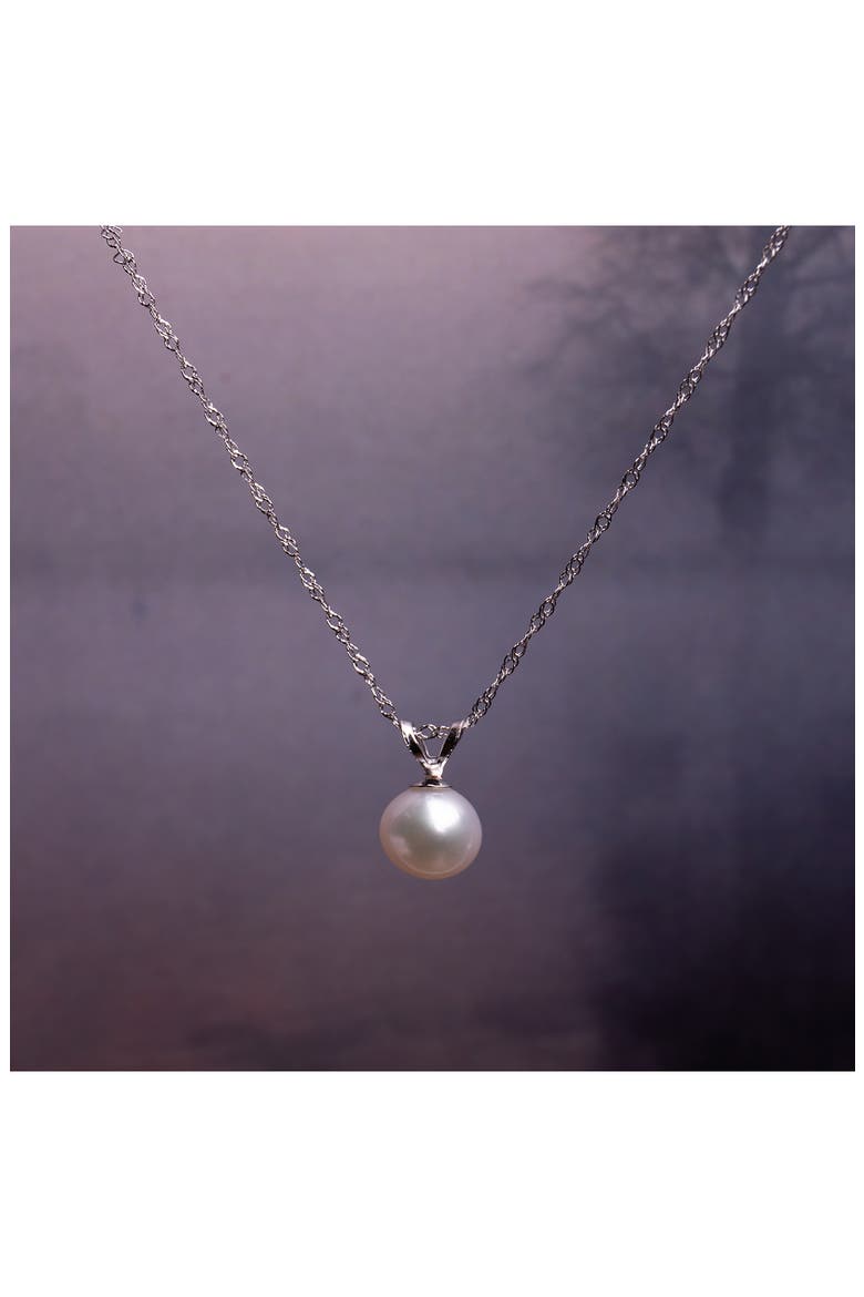 14K White Gold Cultured White Pearl Solitaire Pendant Necklace, Alternate, color, SILVER