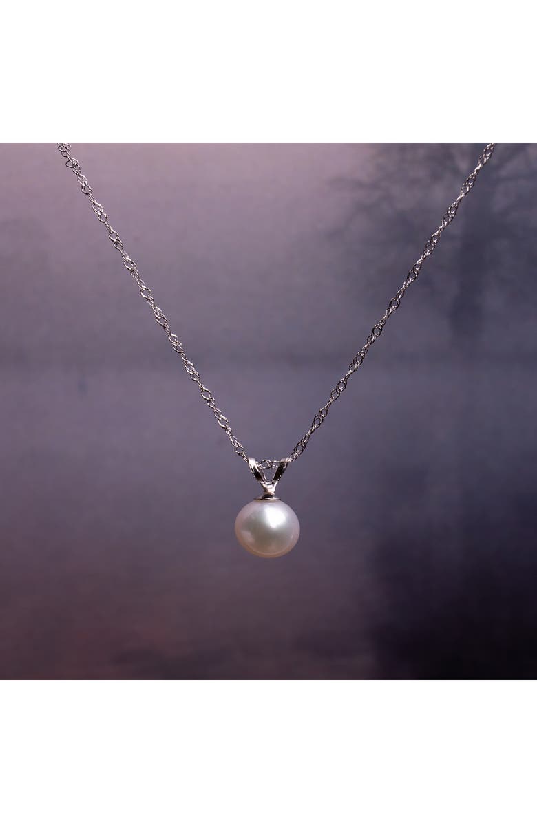 DELMAR 14K White Gold Cultured White Pearl Solitaire Pendant Necklace, Alternate, color, 