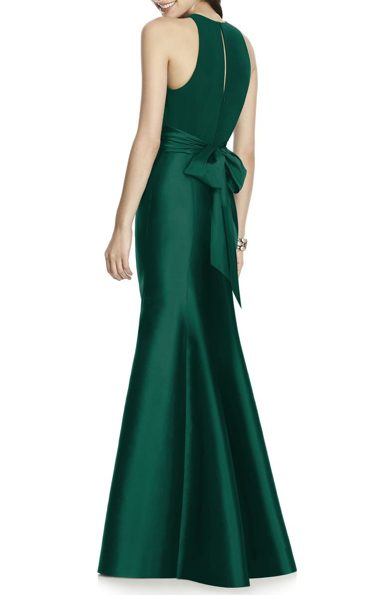 Alfred Sung Jersey Bodice Mikado Trumpet Gown, Alternate, color,