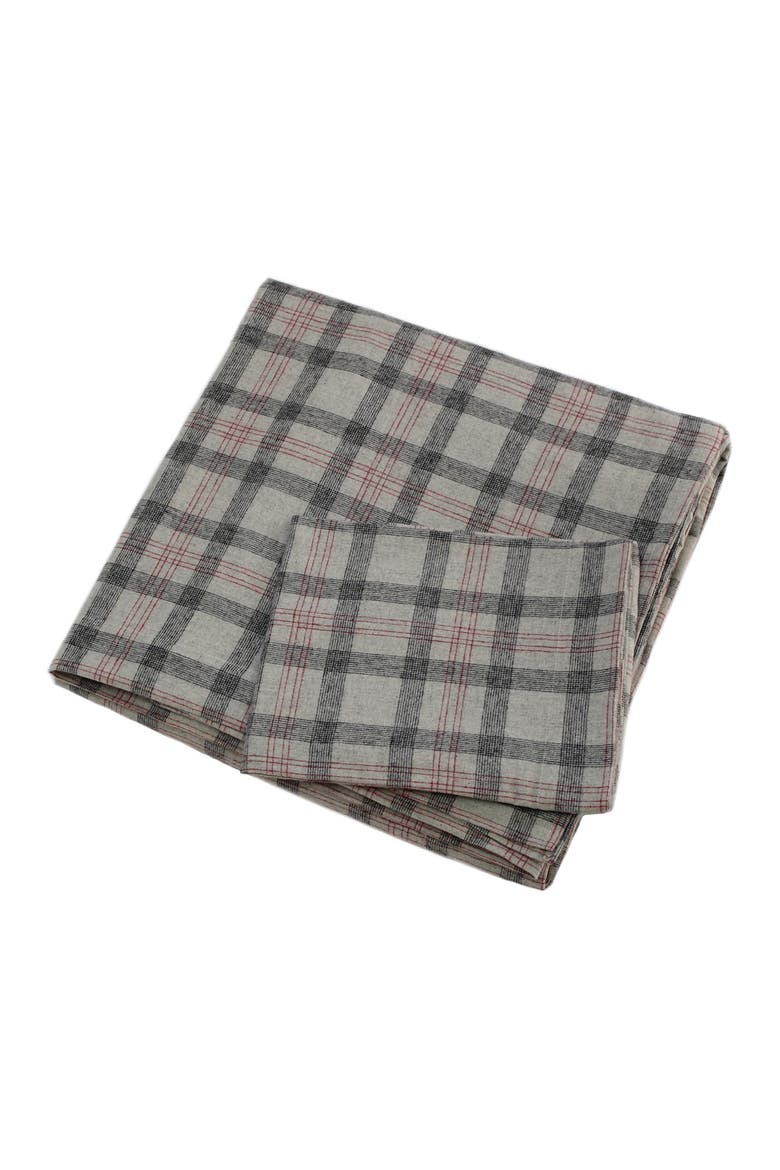 Flannel Sheet Set Grey/Red Check Plaid - King, Main, color, GREY/RED CHECK