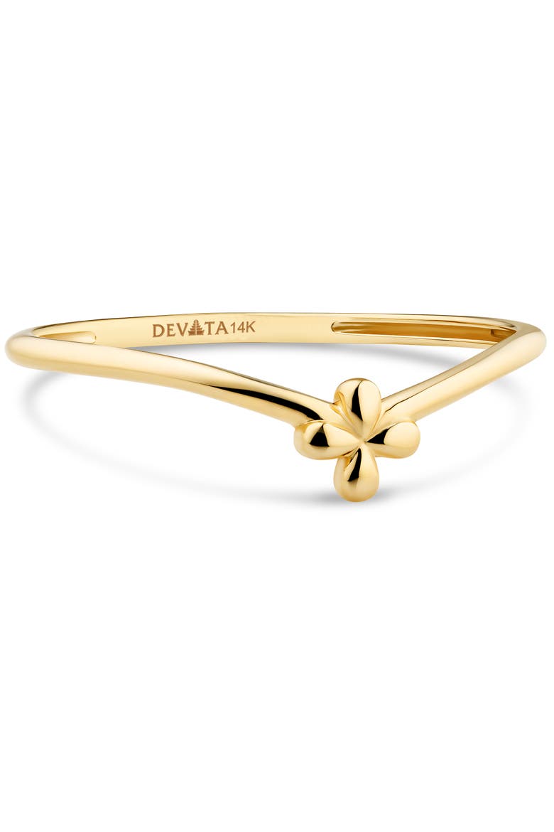Clover on Chevron Ring in 14K Gold, Alternate, color, Yellow Gold
