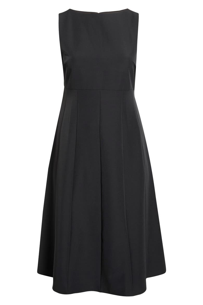 Bateau Neck Seamed Midi Dress, Alternate, color, BLACK