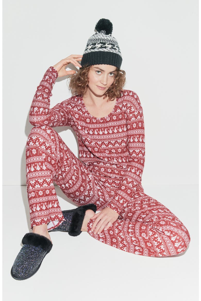 Fair Isle Deep Fit Beanie, Alternate, color, WEATHRD BLK/VINTGE WHITE MULTI