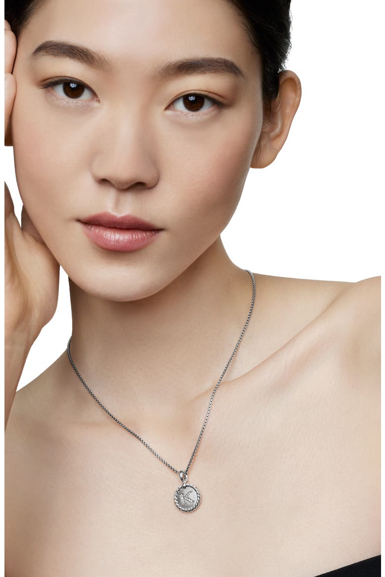 Initial Charm Necklace with Diamonds, Alternate, color, SILVER/ DIAMOND-K