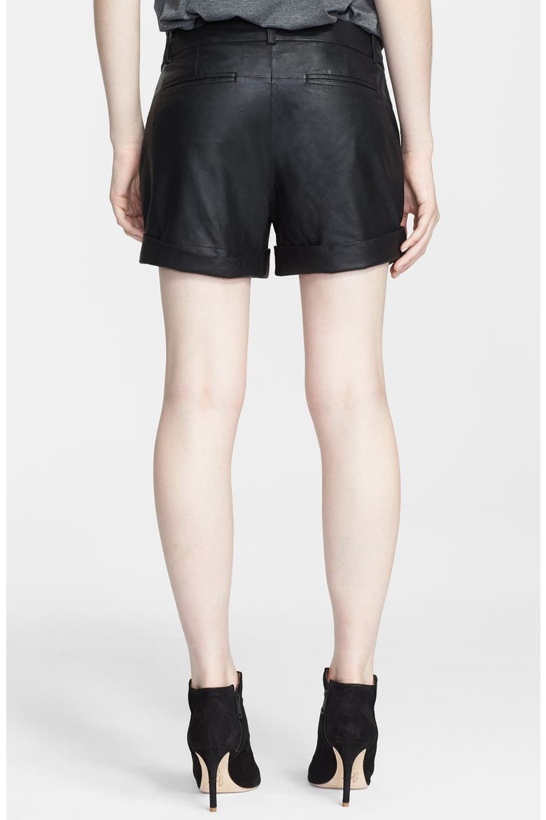 Leather Moto Shorts, Alternate, color, BLACK