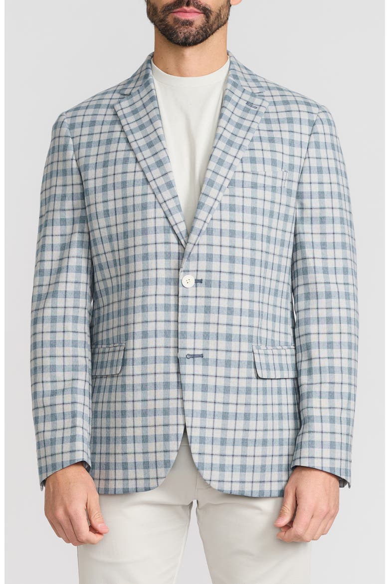 Windowpane Sport Coat, Main, color, TEAL BLUE
