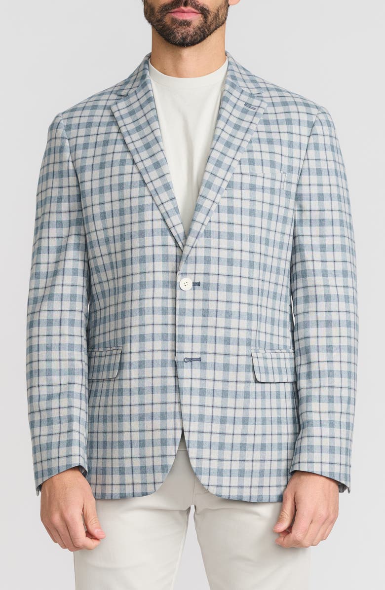 Ibiza Windowpane Sport Coat, Main, color, Teal Blue