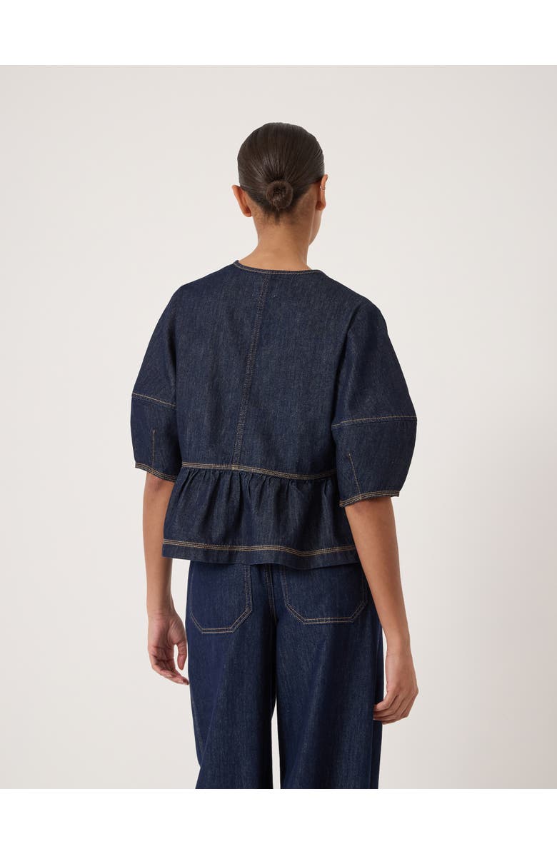 Hush Betty Barrel Sleeve Denim Top, Alternate, color, Rinse Wash