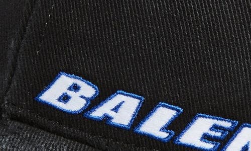 Balenciaga Tilted Typo Distressed Cotton Twill Baseball Cap In Brown