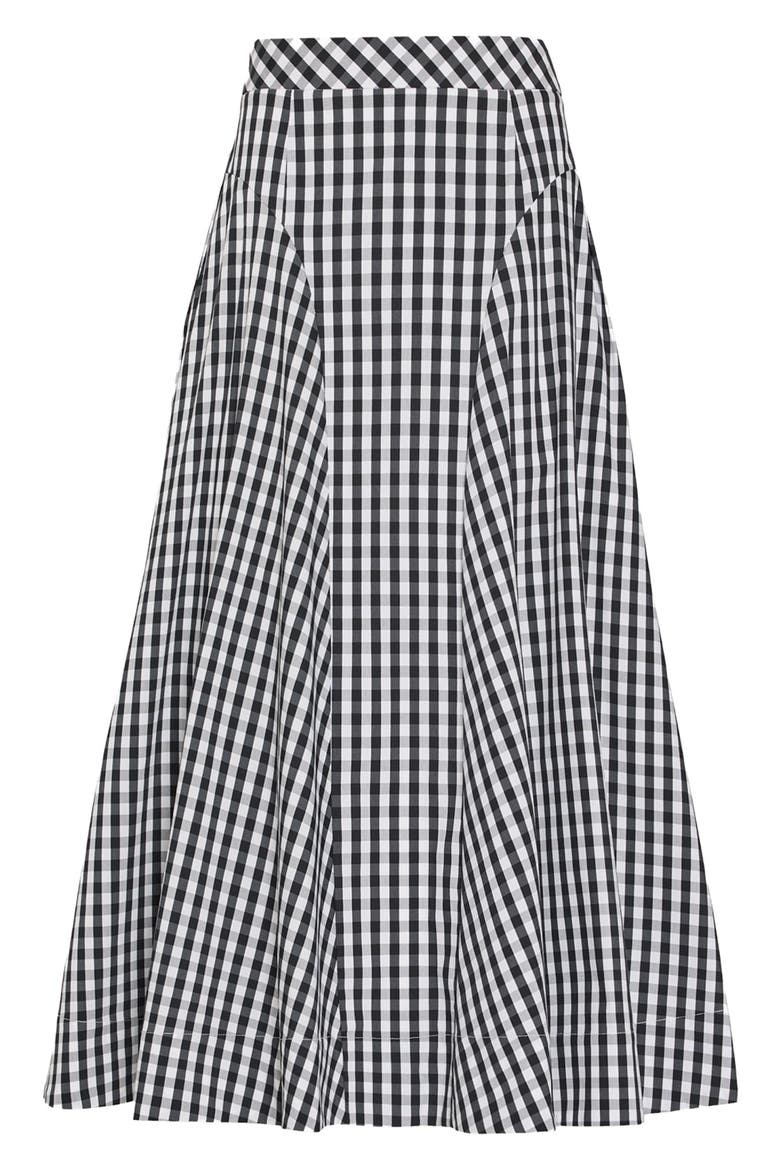 Robin Gingham Midi Skirt, Alternate, color, BLACK/ WHITE