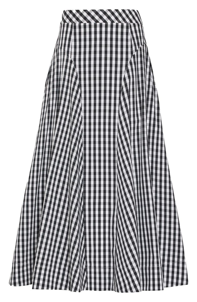 Milly Robin Gingham Midi Skirt, Alternate, color, Black/ White
